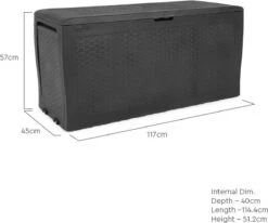 Keter Samoa Opbergbox - 270 L - 117x45x57 Cm - Grafiet -Buitentuinwinkel 1200x1001 4