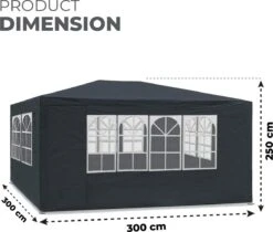 MaxxGarden Partytent - Feesttent Paviljoen - 3x3m - Antraciet -Buitentuinwinkel 1200x1021 4