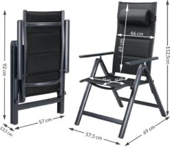 Casaria Tuinstoel Aluminium - 2 Stuks Inklapbaar - Antraciet 33 Casaria Tuinstoel Aluminium - 2 Stuks Inklapbaar - Antraciet -Buitentuinwinkel 1200x1026 7