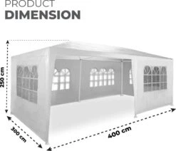 MaxxGarden Partytent - Paviljoen - 300 X 600 X 250 Cm - Met Zijwanden - Waterdicht Pro - 32mm Buizen – Wit -Buitentuinwinkel 1200x1030 7