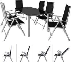 Casaria Alumunium Tuinset Bern - 6 Stoelen + 1 Tafel – Zilver -Buitentuinwinkel 1200x1039 4