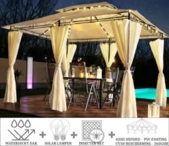 El Jardin - Partytent - 4x3 - Waterdicht Dak - Wanden - Beige Paviljoen 9 El Jardin - Partytent - 4x3 - Waterdicht Dak - Wanden - Beige Paviljoen -Buitentuinwinkel 1200x1042 3