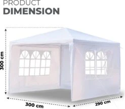 MaxxGarden Partytent - Paviljoen - 3x4m - Incl. Zijwanden - Waterdicht - Wit -Buitentuinwinkel 1200x1043 1