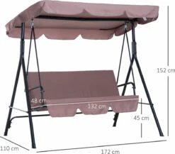 Outsunny Hollywoodschommel 3-zits Tuinschommel Schommelbank Met Dak 3 Kleuren 84A-054 -Buitentuinwinkel 1200x1055 2