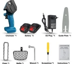 Merkloos Mini Accu Kettingzaag - 4 Inch Elektrische Boomzaag - Handkettingzaag - Met 2 Accu En 1 Oplader - Voor Tuinboom Ranch Bomen Snijden Hout- Blauw -Buitentuinwinkel 1200x1062 5