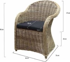 Roma Dining Tuinstoel Naturel Rotan - Suntech Kussen -Buitentuinwinkel 1200x1065 3