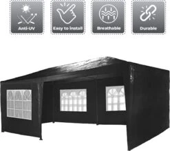 MaxxGarden Partytent - Paviljoen - 3x6m - Incl. Zijwanden - Waterdicht - Zwart -Buitentuinwinkel 1200x1068 5