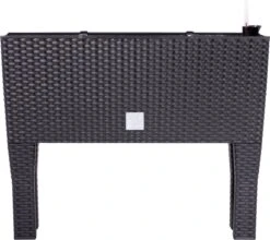 Prosperplast Kunststof Rato Plantenbak Op Poten Met Irrigatiesysteem Antraciet 80 X 33 X 62 Cm - 72 Liter - Balkonbakken/bloembakken