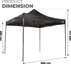 MaxxGarden Easy-up Partytent - 3x3m - Standaard - Waterdicht - Opvouwbaar - Inclusief Draagtas - Zwart -Buitentuinwinkel 1200x1086 6