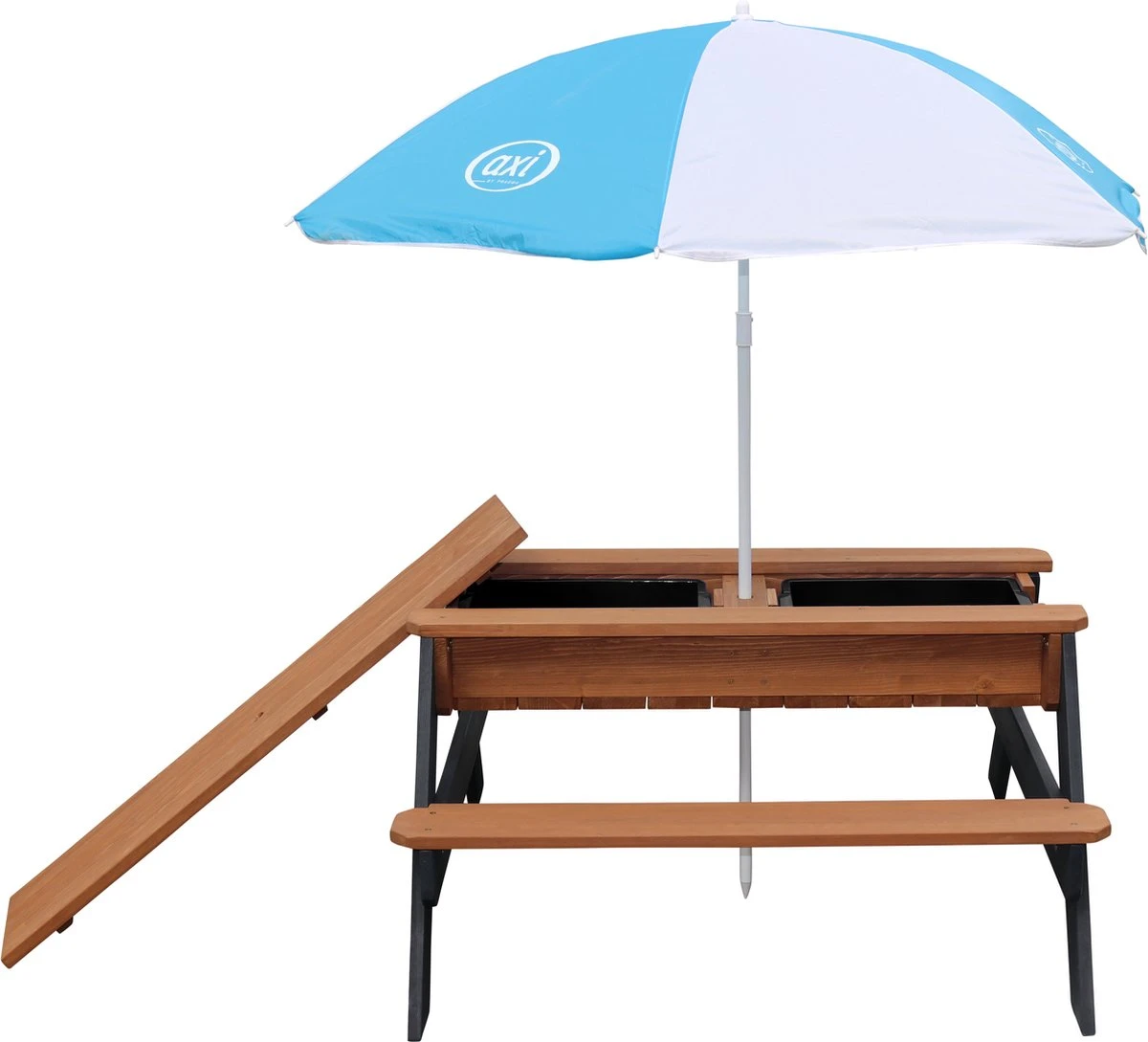 AXI Nick Zand & Water Picknicktafel In Antraciet/Bruin - Parasol Blauw/Wit - Picknick Tafel Voor Kinderen Van Hout 9 AXI Nick Zand & Water Picknicktafel In Antraciet/Bruin - Parasol Blauw/Wit - Picknick Tafel Voor Kinderen Van Hout - Afbeelding 7