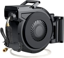 Nieuwe Producten 11 Buxibo - Wandslangenbox 20 Meter + 2 Meter - Tuinslang Met Haspel - 9 Sproei Standen - Slangenhouder 180° Draaibaar - Tuinslanghaspel Zwart+ Gratis Sproeier - Zwart