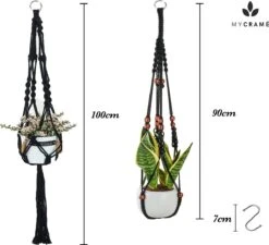 4 Stuks Zwarte Macrame Plantenhangers - Boho Handgeweven Katoen Hangpot Voor Binnen/Buiten - Hangende Bloempot Met Kralen - Macramé Touw/Koord Hangplant Houder - Bohemian Wandhanger Decoratie - Plant Hanger - Verticale Tuin Bloempothouder Planthanger -Buitentuinwinkel 1200x1093 1