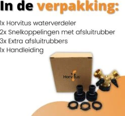 Horvitus Waterverdeler 2 Weg - Y Stuk Kraan Splitter - Voor Europese Kranen - Messing -Buitentuinwinkel 1200x1111