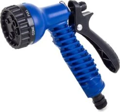 Uitrekbare Tuinslang Tot 15 Meter - Tuinsproeier Met 7 Verschillende Standen - Tuin Besproeien - Sproeikop - Blauw - Flexibel Elastisch -Buitentuinwinkel 1200x1112