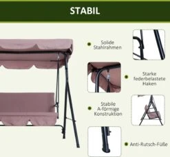 Outsunny Hollywoodschommel 3-zits Tuinschommel Schommelbank Met Dak 3 Kleuren 84A-054 -Buitentuinwinkel 1200x1113 11