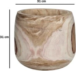 Mica Decorations Pia Bloempot - H31 X Ø31 Cm - Paulownia Hout - Lichtbruin -Buitentuinwinkel 1200x1124 1