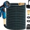 J.E Super Sterk Uitrekbare Tuinslang Tot 30 Meter + GRATIS Tas, Ophanghaak En Koppelstuk - 10 Standen Sproeikop - Blauw/Zwart - Flexibel Elastisch -Buitentuinwinkel 1200x1127