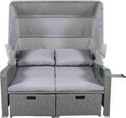 Polyrattan Patio Rieten Meubels Set Voor 2 Personen-Outdoor Rattan Sofa Set Met Intrekbare Luifel-lounge Bank-PE Rotan Loveseat Voor Achtertuin Veranda Tuin Zwembad Balkon-grijs -Buitentuinwinkel 1200x1128 8