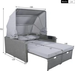 Polyrattan Patio Rieten Meubels Set Voor 2 Personen-Outdoor Rattan Sofa Set Met Intrekbare Luifel-lounge Bank-PE Rotan Loveseat Voor Achtertuin Veranda Tuin Zwembad Balkon-grijs -Buitentuinwinkel 1200x1130 10