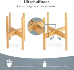 LifeGoods Planten Standaard - Uitschuifbare Bloempothouder - 20 Tot 30 Cm - Licht Bamboe -Buitentuinwinkel 1200x1130 5