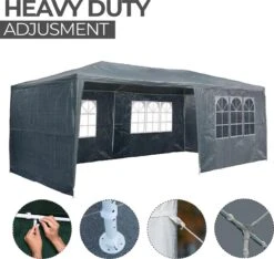 MaxxGarden Partytent - Paviljoen - 3x6m - Incl. Zijwanden - Waterdicht - Antraciet 9 MaxxGarden Partytent - Paviljoen - 3x6m - Incl. Zijwanden - Waterdicht - Antraciet -Buitentuinwinkel 1200x1137 10