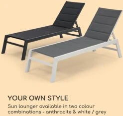 Blumfeldt Renazzo Lounge Ligstoel - Ligbed Voor De Tuin - Aluminium Tuinstoel - 6 Standen - Waterafstotend - Bekleding Van 70 % Pvc En 30 % Polyetheen - Grijs -Buitentuinwinkel 1200x1137 9