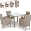 Casaria Polyrattan Tuinset - 4 Stoelen & Tafel 90x90 Cm - Beige Grijs -Buitentuinwinkel 1200x1138 12