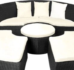 Casaria Polyrattan Zonne-Eiland Ø185cm – Incl. Kussens - Zwart Crème -Buitentuinwinkel 1200x1144 6