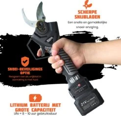Reichlër® Elektrische Snoeischaar - 40 Mm Snijdiameter - 2x Accu - Anti-cut Functie - Heggenschaar - Takkenschaar - Zwart -Buitentuinwinkel 1200x1145 1
