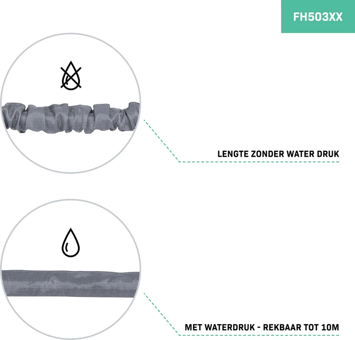 VONROC Tuinslang – Uitrekbare Tuinslang 10 Meter – Incl. Aansluitingen, Muursteun En Broespistool 4 VONROC Tuinslang – Uitrekbare Tuinslang 10 Meter – Incl. Aansluitingen, Muursteun En Broespistool - Afbeelding 2