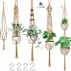 5 Stuks Jute Macrame Plantenhangers - Boho Handgeweven Katoen Hangpot Voor Binnen/Buiten - Hangende Bloempot Met Kralen - Macramé Touw/Koord Hangplant Houder - Bohemian Wandhanger Decoratie - Plant Hanger - Verticale Tuin Bloempothouder Planthanger -Buitentuinwinkel 1200x1150 4
