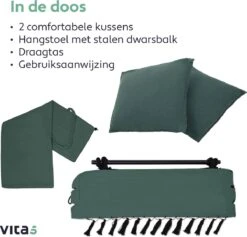 Vita5 XXL Hangstoel | Binnen&Buiten Hangnest | Incl. 2 Kussens En Boekenvak | Volwassenen&Kinderen | Hangmatstoel Tot 225kg | Donkergroen -Buitentuinwinkel 1200x1152 15