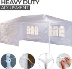 MaxxGarden Partytent - Paviljoen - 300 X 600 X 250 Cm - Met Zijwanden - Waterdicht Pro - 32mm Buizen – Wit -Buitentuinwinkel 1200x1153 6