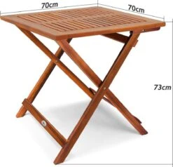 Casaria Bijzettafel Acacia Hout- Inklapbaar - 70x70x73 Cm Bruin -Buitentuinwinkel 1200x1154 10