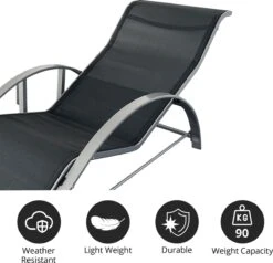 MaxxGarden Ligbed Set - 2 Stuks Zwart - Met Tafel - Sun Loungers - Loungebed -Buitentuinwinkel 1200x1155 5