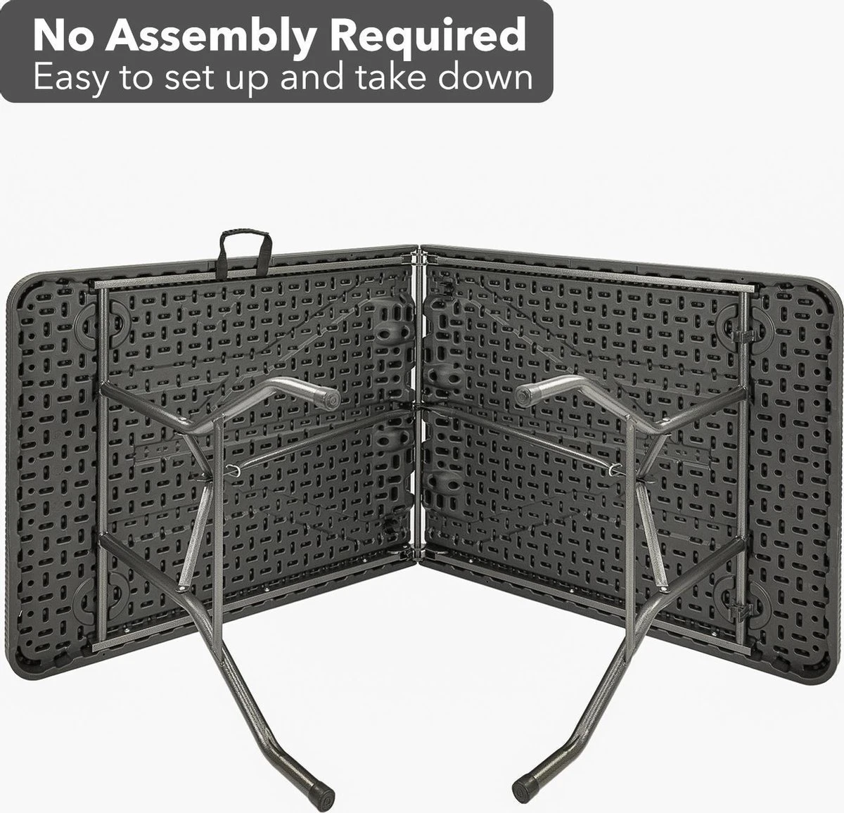 MaxxGarden Vouwtafel - Zwart - Rotanlook - 180x75x74 Cm 9 MaxxGarden Vouwtafel - Zwart - Rotanlook - 180x75x74 Cm - Afbeelding 7