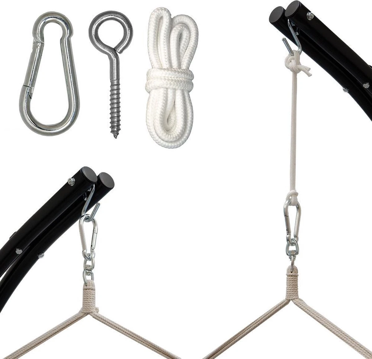 Metalen Ophangset Tot 160kg - Massieve Bevestiging Set Voor Hangstoel Hangmat - Plafond Wand Montage 6 Metalen Ophangset Tot 160kg - Massieve Bevestiging Set Voor Hangstoel Hangmat - Plafond Wand Montage - Afbeelding 4