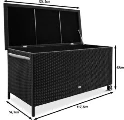 Casaria Wicker Opbergbox - Waterdicht 121,5cm Met Wielen - Grijs -Buitentuinwinkel 1200x1162 8