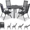 Tuinset 4 + 1 Klapstoelen Tuintafel – Aluminium 80x80cm - Grijs -Buitentuinwinkel 1200x1169 14