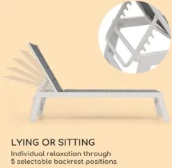 Blumfeldt Renazzo Lounge Ligstoel - Ligbed Voor De Tuin - Aluminium Tuinstoel - 6 Standen - Waterafstotend - Bekleding Van 70 % Pvc En 30 % Polyetheen - Grijs -Buitentuinwinkel 1200x1171 11