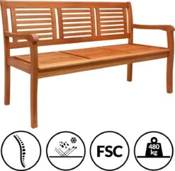 Casaria Tuinbank - FSC®-Gecertificeerd Eucalyptushout - 153cm Bruin -Buitentuinwinkel 1200x1176 13