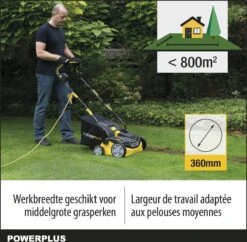 Powerplus POWXG7516 Elektrische Verticuteermachine - Mos Verwijderaar - 1800W - 360mm Maaibreedte- 45L Opvangbak - Incl. Gazonbeluchter/grasbeluchter -Buitentuinwinkel 1200x1177 11