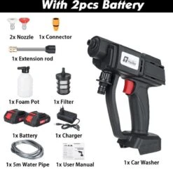 Merkloos Elektrische Accu-Hogedrukreiniger - 20Bar - Multifunctioneel Mondstuk - Draagbaar Oplaadbaar Snoerloos - Reinigingsspuitpistool - Met Rijke Accessoires - Voor Makita 18V-batterij - Voor Auto, Tuin, Terras, Raam (Zwart) -Buitentuinwinkel 1200x1178 10