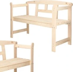 Merkloos Springos Tuinbank | Tuinbankje | Zitbank Buiten | Naaldhout | 119 X 78 X 45 Cm | Licht -Buitentuinwinkel 1200x1178 19