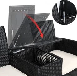 Casaria Tuinbank Polyrattan – 2 Zitter Incl. Tafel & Kussens – Zwart -Buitentuinwinkel 1200x1179 29