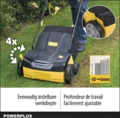 Powerplus POWXG7513 Elektrische Verticuteermachine - Mos Verwijderaar - 1400W - 320mm Maaibreedte - 45L Opvangbak - Incl. Gazonbeluchter/grasbeluchter -Buitentuinwinkel 1200x1180
