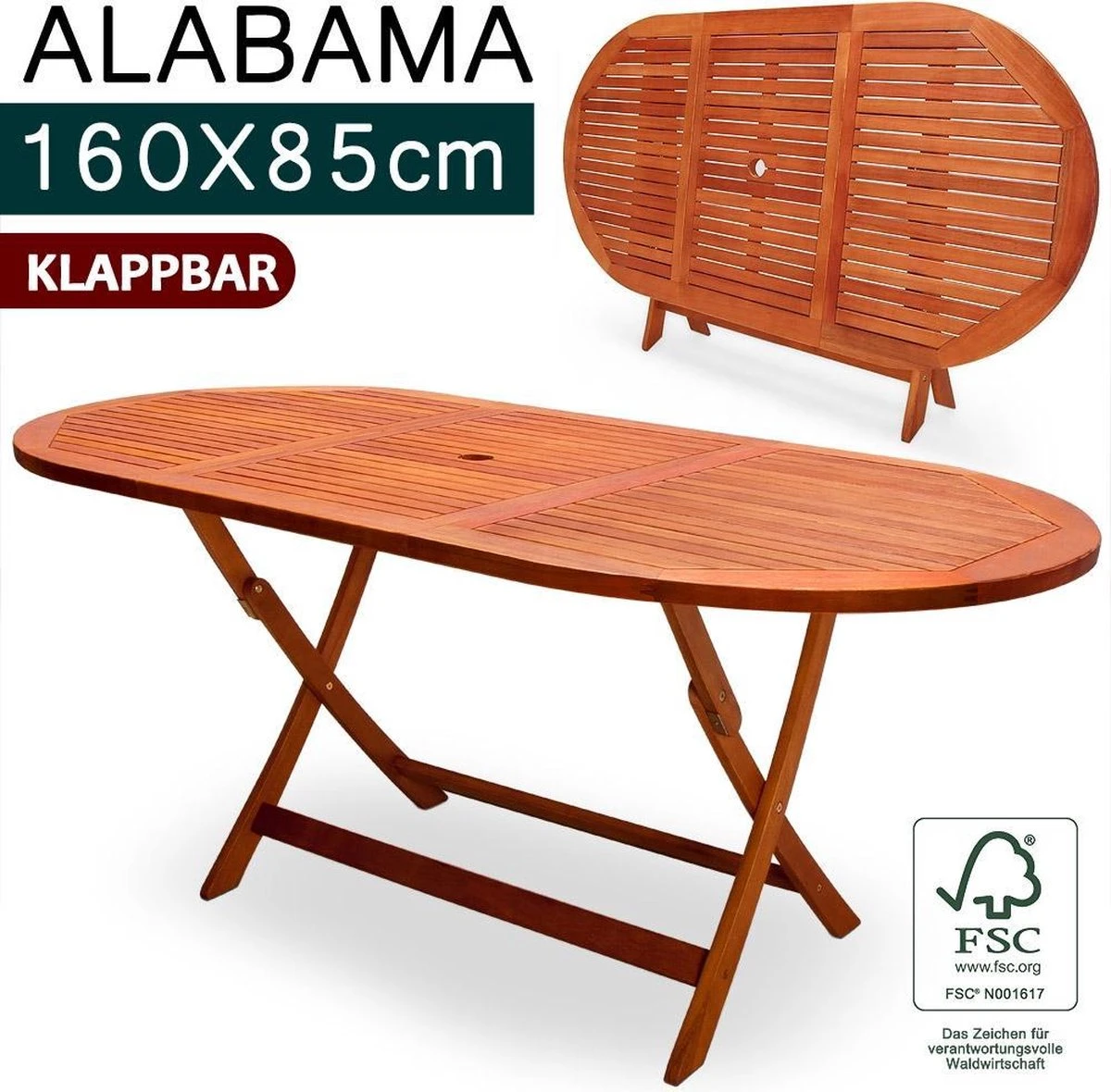 Merkloos Tuintafel Acaciahout - 160x85x75cm - FSC-gecertificeerd 8 Merkloos Tuintafel Acaciahout - 160x85x75cm - FSC-gecertificeerd - Afbeelding 6