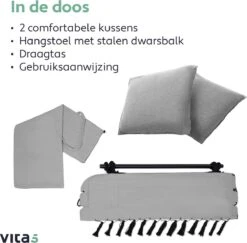Vita5 XXL Hangstoel | Binnen&Buiten Hangnest | Incl. 2 Kussens En Boekenvak | Volwassenen&Kinderen | Hangmatstoel Tot 225kg | Grijs 21 Vita5 XXL Hangstoel | Binnen&Buiten Hangnest | Incl. 2 Kussens En Boekenvak | Volwassenen&Kinderen | Hangmatstoel Tot 225kg | Grijs -Buitentuinwinkel 1200x1181 19
