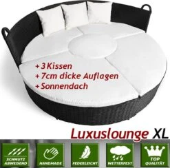 Casaria Polyrattan Zonne-Eiland Ø185cm – Incl. Kussens - Zwart Crème -Buitentuinwinkel 1200x1184 23