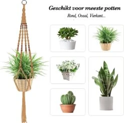 4 Stuks Luxe Jute Plantenhangers - Boho Handgeweven Katoen Hangpot Voor Binnen/Buiten - Hangende Bloempot Met Kralen - Macramé Touw/Koord Hangplant Houder - Bohemian Wandhanger Decoratie - Plant Hanger - Verticale Tuin Bloempothouder Planthanger -Buitentuinwinkel 1200x1184 3